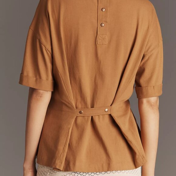 By Anthropologie Short-Sleeve Pleated Peplum Tee - Picture 3 of 4